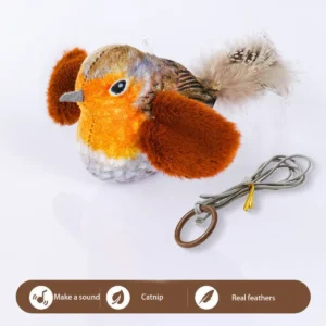 Smart Cat Chirping Bird Toy - Auto Sound Activation, Chew-Resistant Feathers & Catnip Attraction, Dual Play Modes for Interactiv