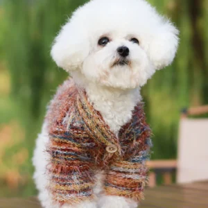 Dog clothing with buttons, easy to wear and match, thin style, spring and autumn tassel pet sweater, small and medium-sized dog