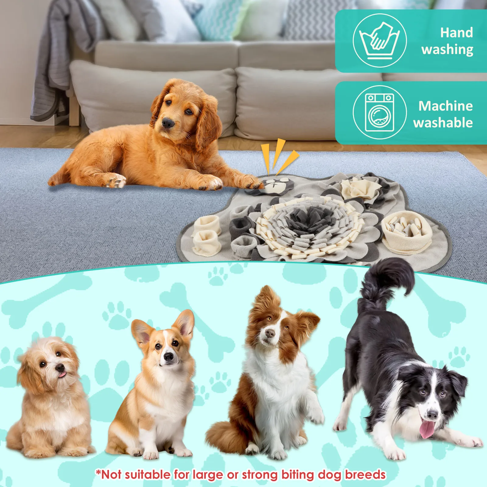 Dog Snuffle Mat Pet Toys Interactive Training Sniff Natural Feeding Mat Squeaker Dog Treat Relieve Pressure Snuffle Toys - Image 6