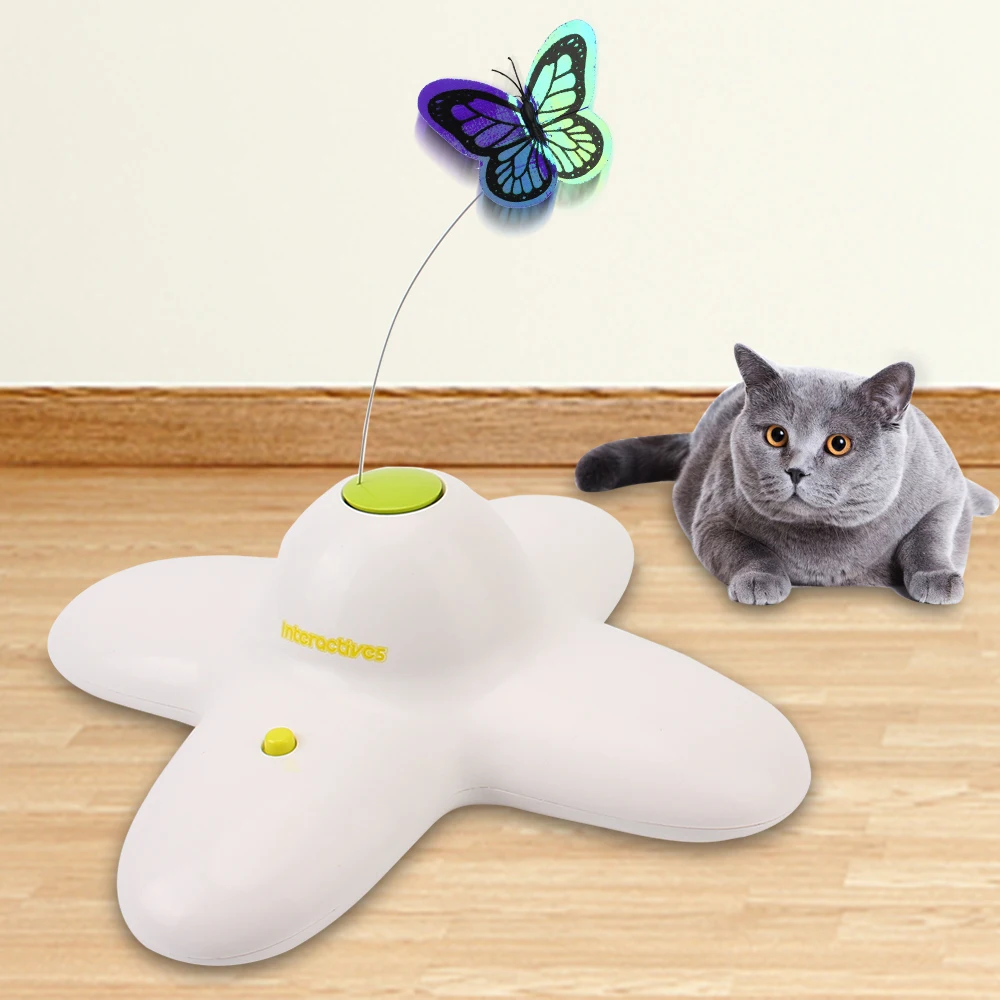 Cat Toy Automatic Interactive Flutter Bug Activated Butterfly Funny Toys Smart Flashing Puzzle Toy 360 Degree Rotating Motion - Image 3