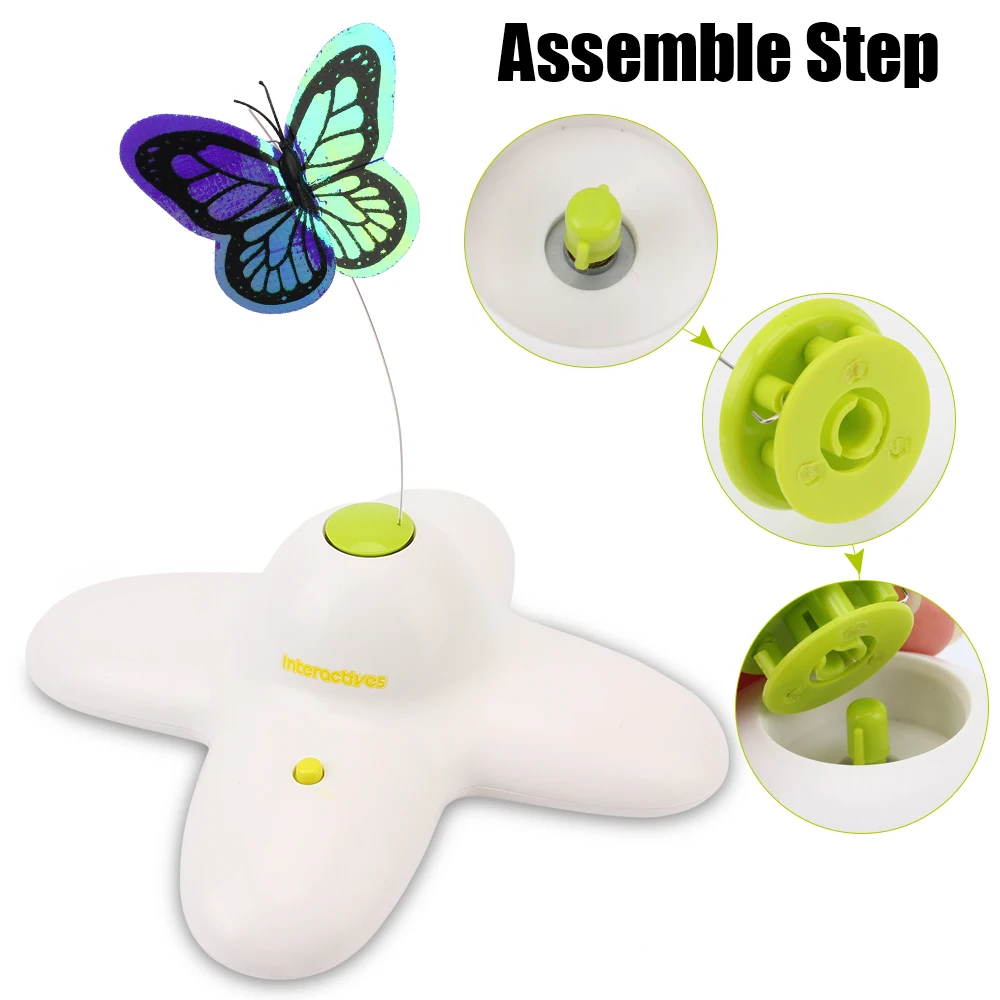 Cat Toy Automatic Interactive Flutter Bug Activated Butterfly Funny Toys Smart Flashing Puzzle Toy 360 Degree Rotating Motion - Image 5